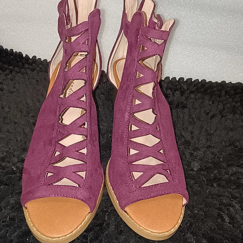 Liyuandian Woman's Platform Open Toe Elegant Burgundy Women's Heels Size 8.5 - Picture 12 of 14